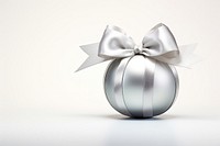 Silver Christmas ball christmas ribbon bow. AI generated Image by rawpixel.