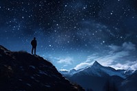 Lonely person mountain sky silhouette. AI generated Image by rawpixel.
