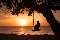 Summer silhouette vacation outdoors. AI generated Image by rawpixel.