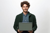 Man portrait laptop computer. 