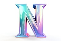 PNG Alphabet N shape iridescent text white background futuristic. AI generated Image by rawpixel.