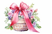 Easter egg basket ribbon flower plant. AI generated Image by rawpixel.