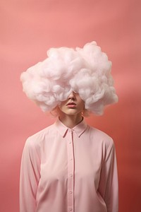 Woman turning sideways adult cloud pink. AI generated Image by rawpixel.