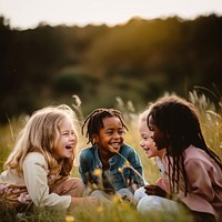 Children laughing togetherness friendship. AI generated Image by rawpixel.