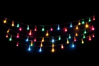 Photo of a colorful *string lights* isolated on black background , minimal, 8K --ar 3:2