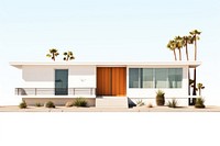 Midcentury architecture house building villa plant. AI generated Image by rawpixel.