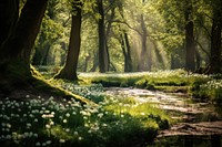 Spring forest landscape sunlight. AI generated Image by rawpixel.