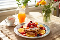 Breakfast pancake brunch plate. AI generated Image by rawpixel.