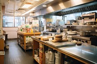 Korean kitchen restaurant architecture countertop. 