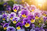 Pansy garden flowers outdoors blossom nature. AI generated Image by rawpixel.
