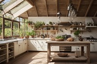 Rustic kitchen architecture furniture building. AI generated Image by rawpixel.