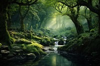 Green forest landscape vegetation outdoors. AI generated Image by rawpixel.