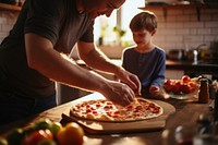 Pizza pizza cooking kitchen. AI generated Image by rawpixel.