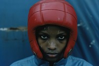 Boxing training red protection portrait. AI generated Image by rawpixel.
