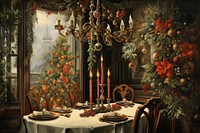 Christmas Dinning table christmas architecture decoration. AI generated Image by rawpixel.