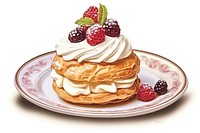 Sufganiyot plate dessert pancake pastry. AI generated Image by rawpixel.