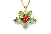 Gold holly pendent jewelry christmas necklace. AI generated Image by rawpixel.