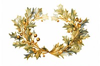 Gold holly wreath white background celebration creativity. AI generated Image by rawpixel.