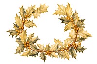 Gold holly wreath white background celebration accessories. AI generated Image by rawpixel.