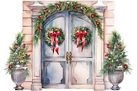 Christmas decorations door white background architecture. AI generated Image by rawpixel.