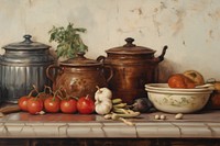 Itlian style kitchen painting plant food. AI generated Image by rawpixel.