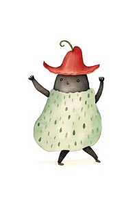 Chili dancing white background vegetable clothing. AI generated Image by rawpixel.