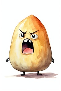 Angry potato screaming anthropomorphic emoticon cartoon. 