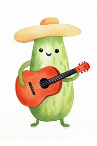 Bean dancing guitar white background anthropomorphic. AI generated Image by rawpixel.