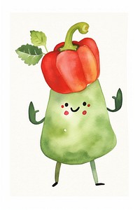 Bell pepper dancing vegetable plant food. AI generated Image by rawpixel.