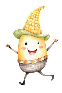 Dancing corn food white background anthropomorphic. AI generated Image by rawpixel.
