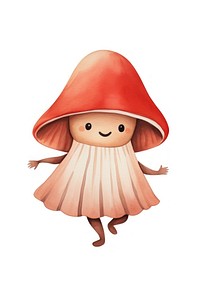 Mushroom dancing cute white background cephalopod. AI generated Image by rawpixel.