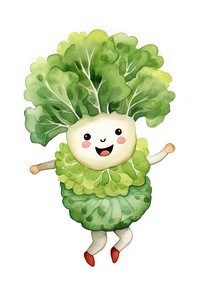 Salad vegetable dancing plant food white background. AI generated Image by rawpixel.