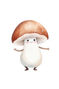 White mushroom dancing white background standing outdoors. AI generated Image by rawpixel.