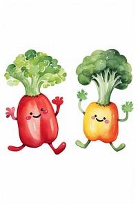 Vegetables dancing plant food white background. AI generated Image by rawpixel.