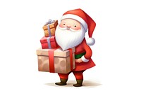 Santa holding gift boxes red white background celebration. AI generated Image by rawpixel.