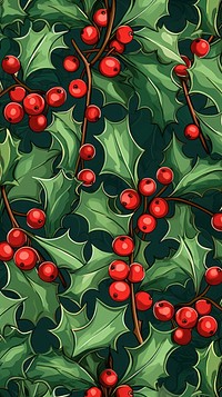 Pattern cherry holly plant. AI generated Image by rawpixel.