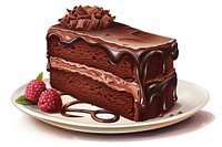 Chocolate cake dessert berry cream. AI generated Image by rawpixel.