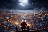 Christmas winter night snow. AI generated Image by rawpixel.