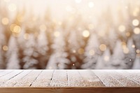 Wooden table snow backgrounds christmas. 