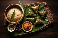 Zongzi food table dish. AI generated Image by rawpixel.