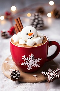 Hot chocolate snow mug christmas. AI generated Image by rawpixel.