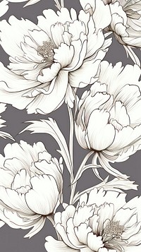 Chinese peony pattern drawing sketch. AI generated Image by rawpixel.