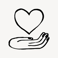 Hand and heart doodle, illustration vector