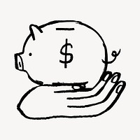 Piggy bank, finance doodle, illustration vector