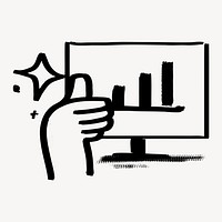 Business growth, graph doodle, illustration vector