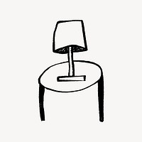 Lamp on table doodle, illustration vector