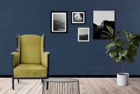 Living room, picture frame mockup psd