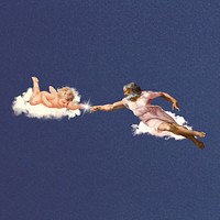 Creation of Adam & cherub, illustration by Michelangelo Buonarroti. Remixed by rawpixel.