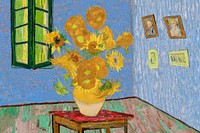 Van Gogh's sunflowers background, vintage illustration. Remixed by rawpixel.