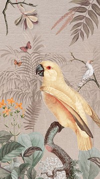Exotic birds iPhone wallpaper, vintage animal illustration. Remixed by rawpixel.
